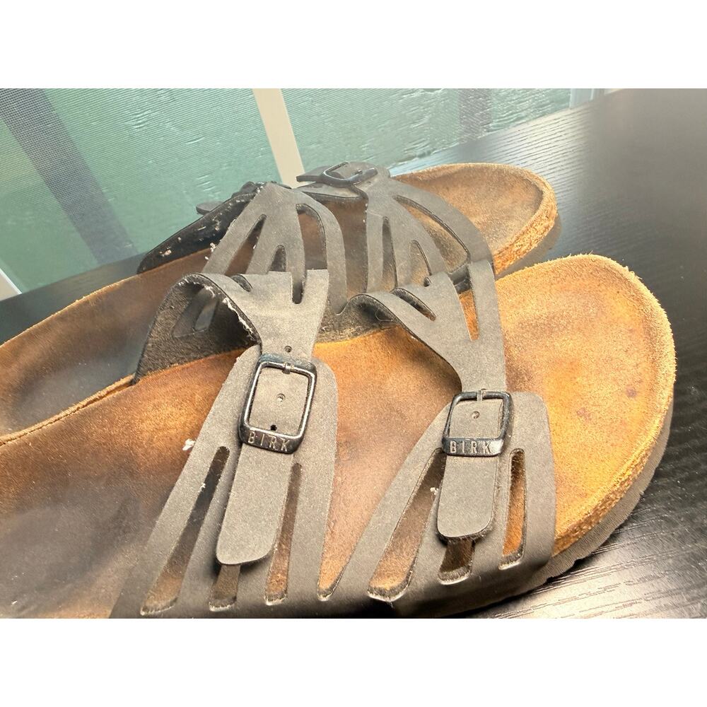Birkenstock Granada Black Leather Sandals 3 Strap Slip On Women’s Size 41 US 10